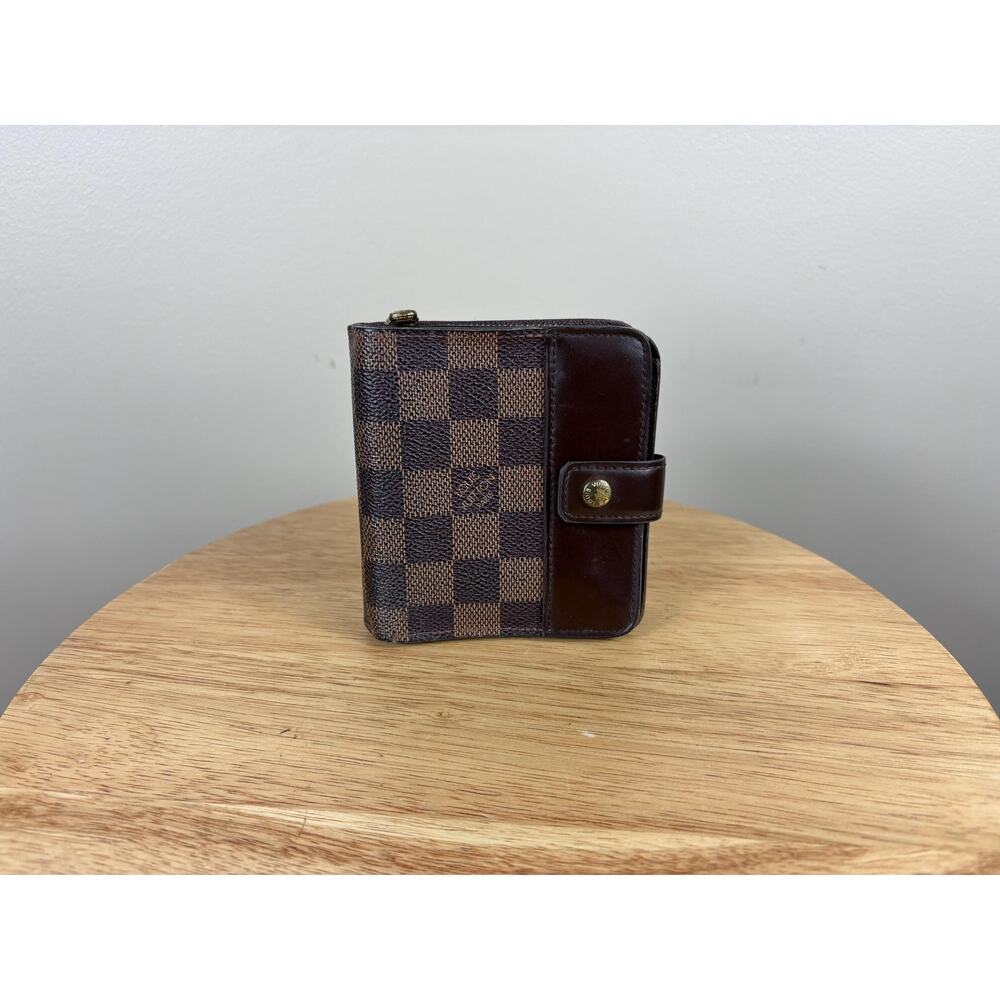 Authentic Louis Vuitton Compact Zip Damier Ebene Wallet
